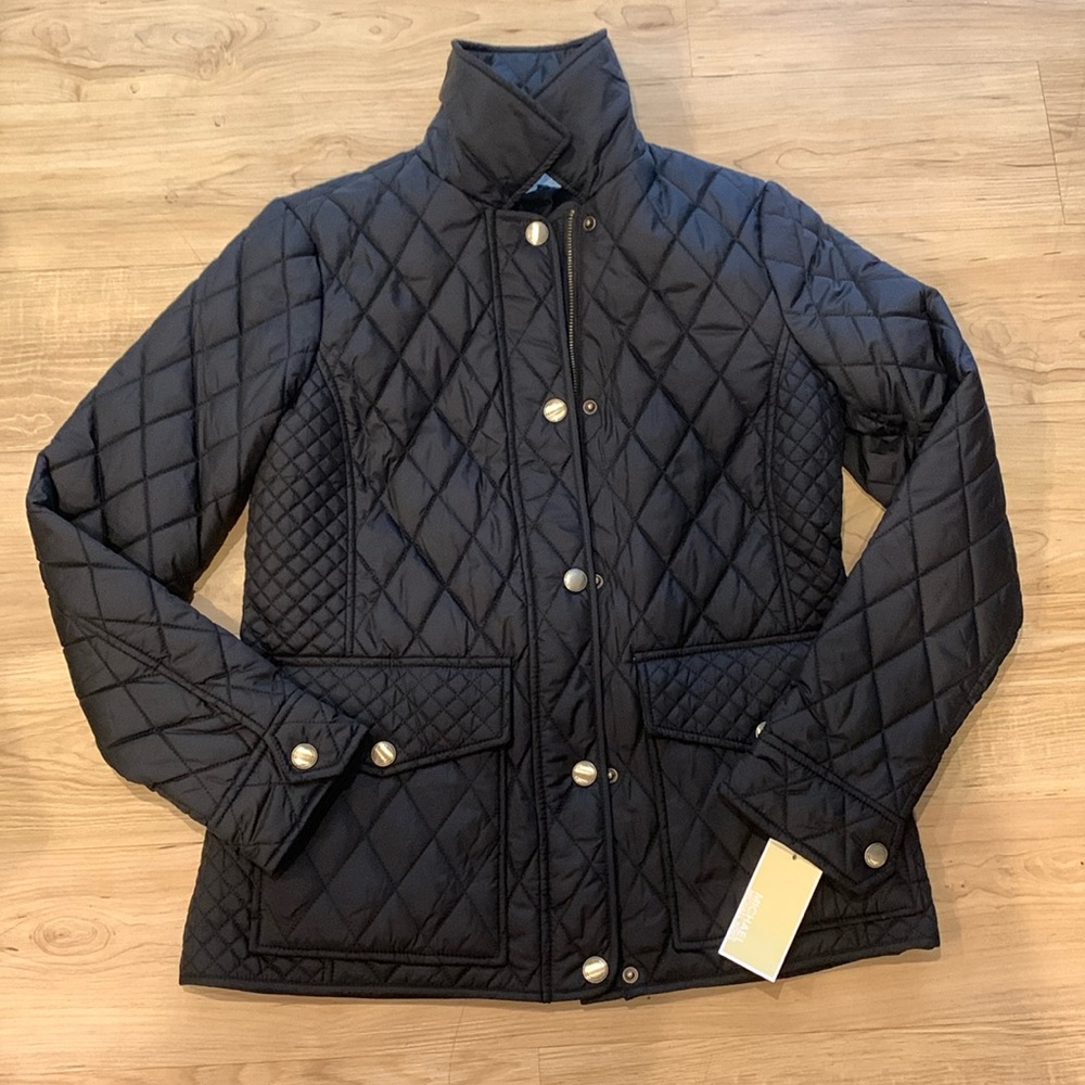 Michael Kors Women's Quilted Black Anorak Coat Small